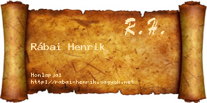 Rábai Henrik névjegykártya